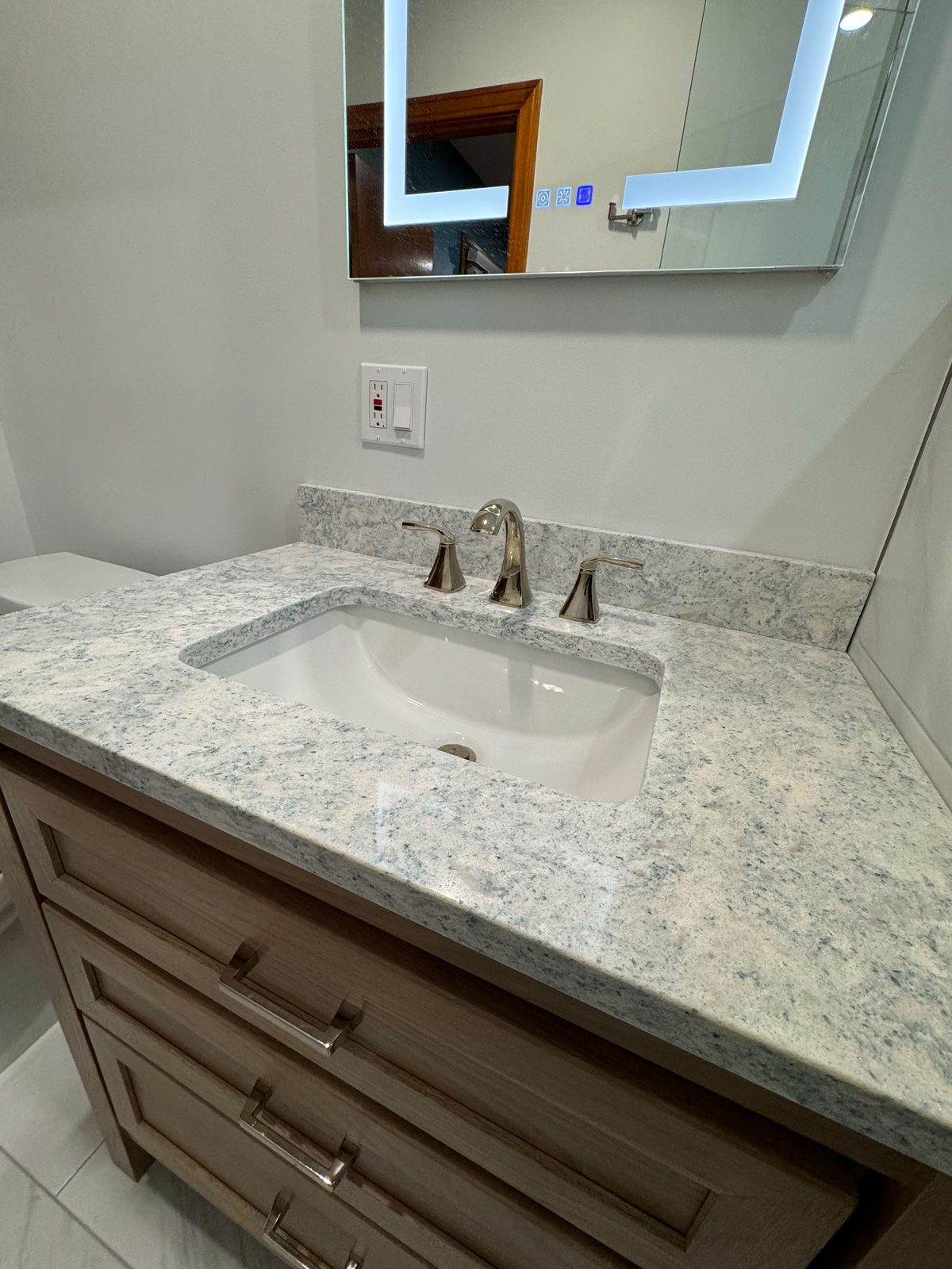 Granite Vanity & LED Mirror